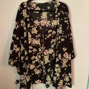 Zipper floral cape plus size torrid